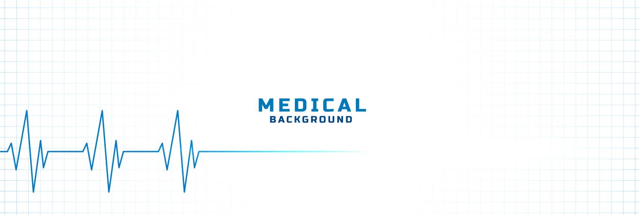 white medical and health care background with cardiogram line